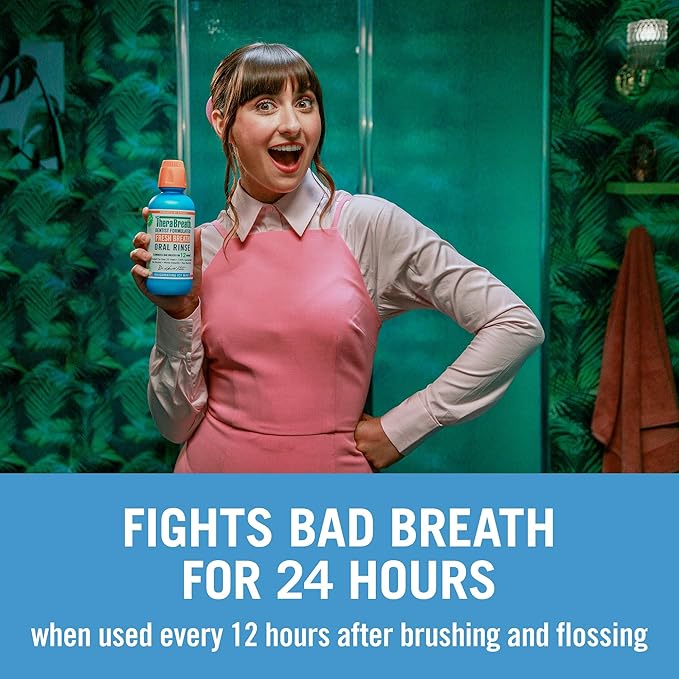 TheraBreath Fresh Breath Mouthwash 2-Packs Rainforest Mint &amp ICY Mint Flavors Alcohol-Free 16 Fl Oz