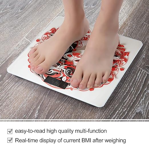 Red Paper Cut Style Smart Scale for Body Weight Accurate Bathroom Scale with LED Display Digital Weight Scales Weighing Machine High Precision Scales for Bath Home