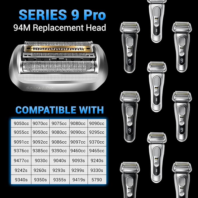 94M Replacement Heads Compatible with Series 9 Electric Shaver Replacement bladesfor s9 Sport Replacement Head and Series 9 Pro Electric Razors 9290cc9291cc9370cc9293s9385cc9390cc