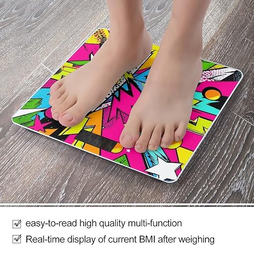Energy Saving Scale Bathroom Weighing Scale Smart Scale for Body Weight Digital Pink Geometric 80s 90s Style