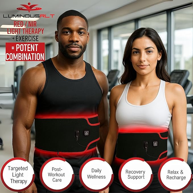 LuminousRLT Red Light Shoulder Wrap – Flexible LED Light Device with Red &amp Near-Infrared LEDs (660nm &amp 850nm) 84 LEDs Auto Shut-Off Adjustable Fit
