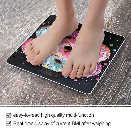 Donut Bathroom Scale for Body Weight Bathroom Digital Electronic Weighing Scale with Back Lit LED Display Sturdy Tempered Glass Weight Watchers Scales 400lb