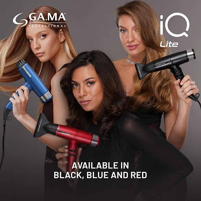 GA.MA iQ LITE Perfetto Hair Dryer with 110000 RPM Intelligent Brushless Motor Dual Filter Oxy-Active Technology Red