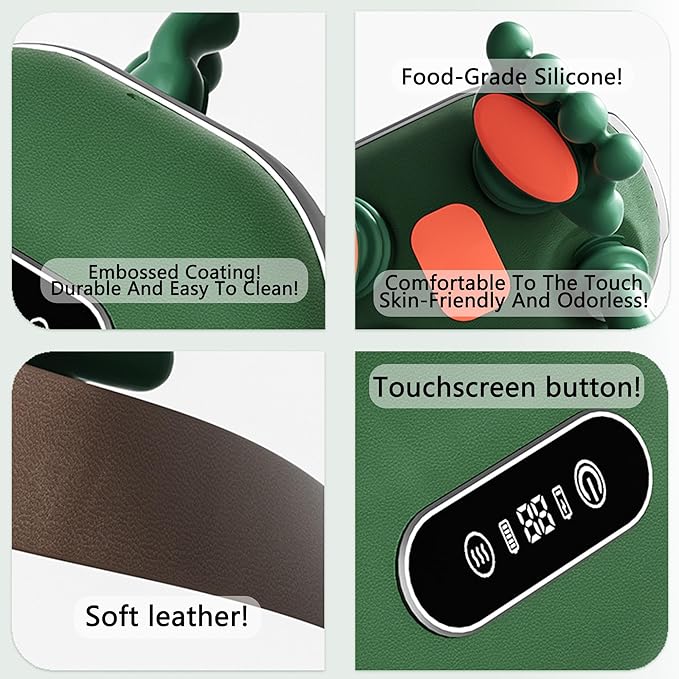 Shoulder Neck Massagers Completely upgraded Neck Massager with Heat LED screen display 4D Bionic Shiatsu Deep Tissue Massage Wireless Portable Neck Back Massager Simulates A Real Palm (Green)