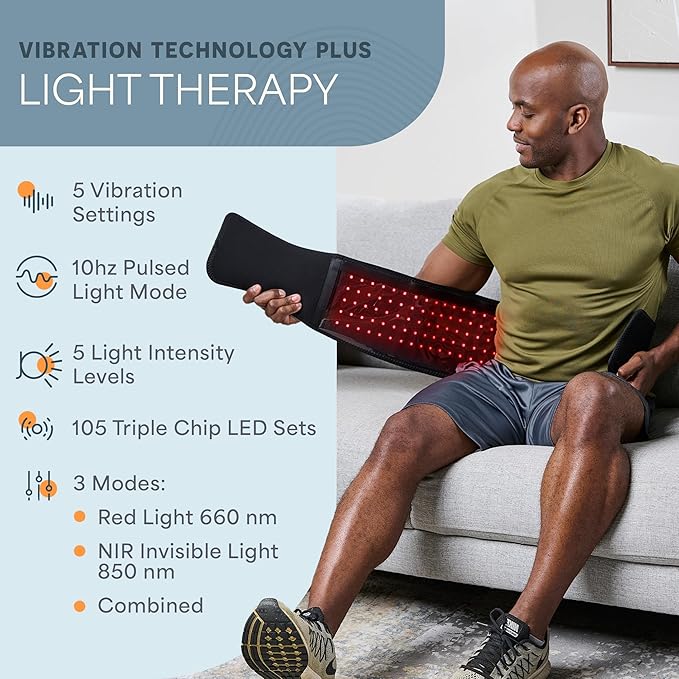 Lifepro Red Light Therapy Belt – Allevared Infrared Red Light Therapy for Body Back Pain and Shoulder - 660nm &amp 850nm Near Infrared Heating Pad – Adjustable &amp Portable for Wellness &amp Rela