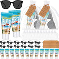 12 Sets Mini Sunscreen and Sunglasses Bulk for Wedding Party Spf30 Water Resistant Sunscreen Lotion Bulk 1oz Travel Size for Thank You Gifts Wedding Party Supplies(Beach)