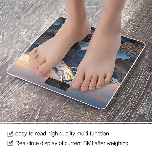 Sunrise Mountain Digital Bathroom Scale for Body Weight Weighing Scale with Backlit LCD Display High Precision Measurements &amp Measures Weight Up to 180kg