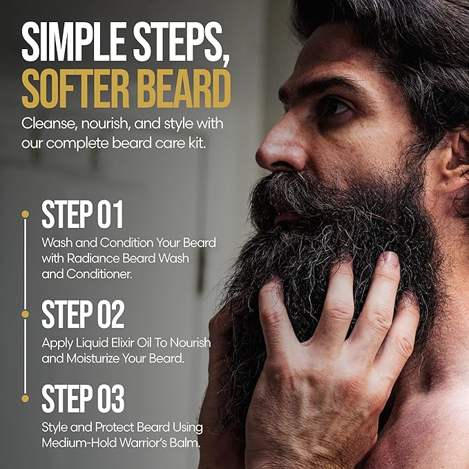 The Beard Struggle Beard Growth Kit for Men includes Beard Balm Beard Oil Beard Wash &amp Beard Conditioner - Silver Collection - Viking Storm