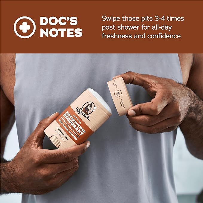 Dr. Squatch Natural Men’s Deodorant – Aluminum Free Natural Deodorant Men with Charcoal &amp Postbiotics for 72-Hour Odor Protection – Wood Barrel Bourbon 2.65oz Stick (3-Pack)