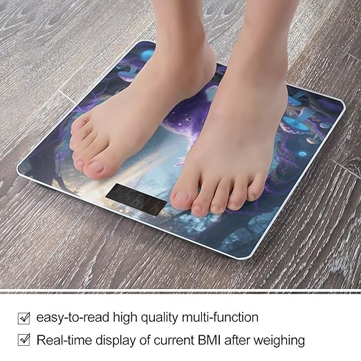 Fantasy Cat Scale for Body Weight Sturdy Tempered Glass Weighing Scales with LCD Display Accurate Digital Bathroom Scale Convenient Body Fat Smart Scales Easy Read