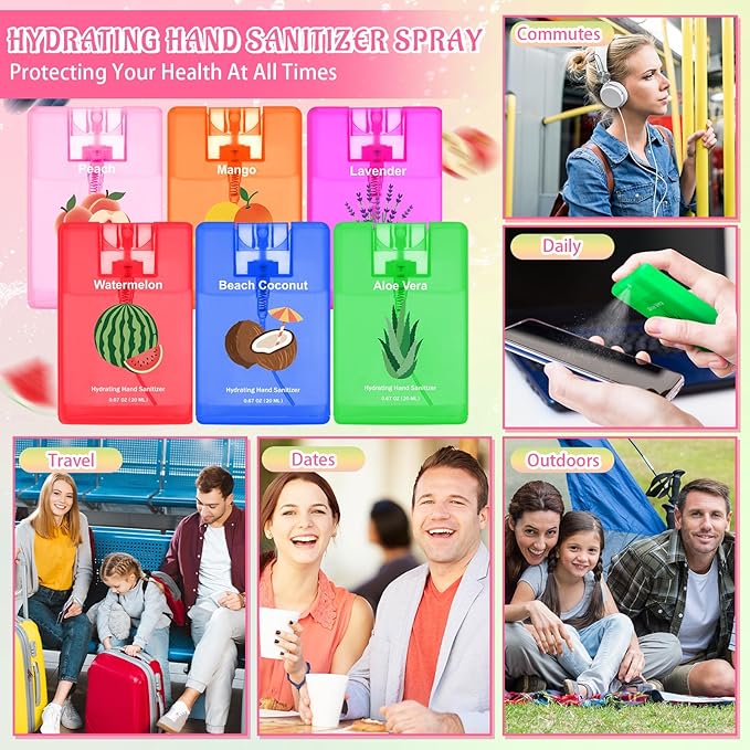 Dansib 24 Pack Hand Sanitizer Spray Bulk Travel Size Hand Sanitizer Mini Pocket Spray Gifts for Coworker Staff Teacher Holiday Favor(Bright24 Pcs)