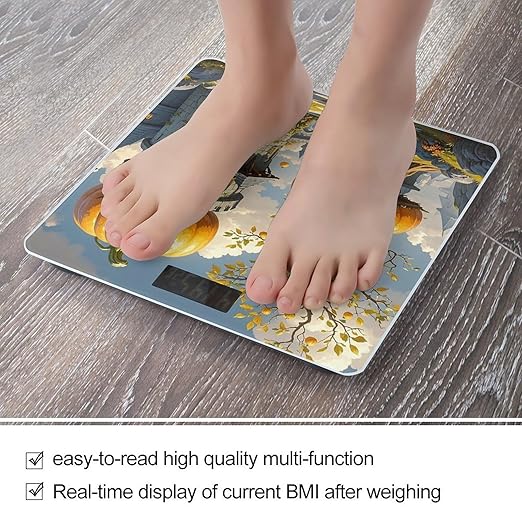 Pumpkin House Scale for Body Weight Highly Accurate Digital Bathroom Body Scale Digital Bathroom Scales for People Anti-Slip Large LCD Display Smart Scales