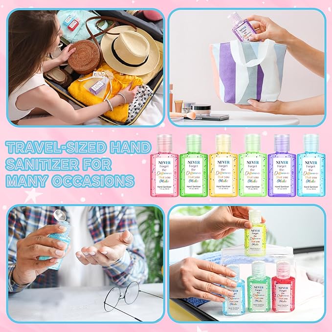 Frienda 24 Sets Inspiring Hand Sanitizer Gift Set Travel Size Hand Sanitizers Gel Gift Bulk Mini for Men Women Nurse Employee Coworker Staff Nursing Teacher Motivational Gifts