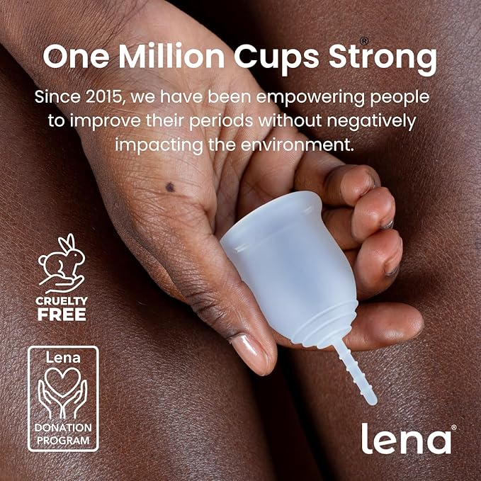 Lena Sensitive Menstrual Cup - Size Large - Ultra-Soft Reusable Silicone Period Cup for Sensitive Anatomy 12-Hour Comfort Gentle &amp Leak-Free Protection (LENA-COR-L)