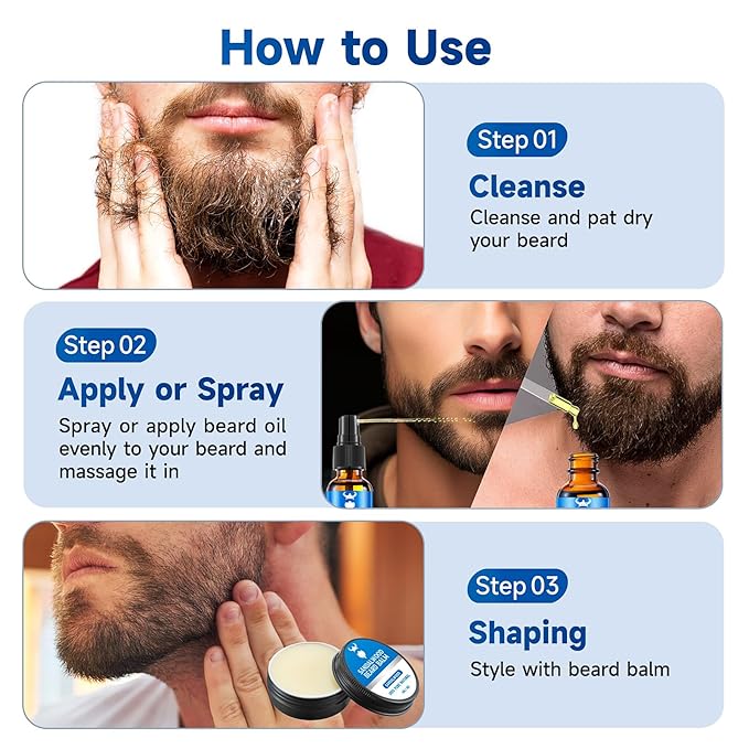 Beard Growth Oil &amp Beard Balm - Beard Growth Kit with 2X Concentration Biotin for Men Natural Ingredients with Argan Oil Jojoba Oil and Vitamin (Sandalwood)