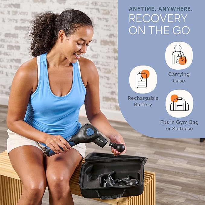 LifePro Percussion Massage Gun FSA HSA Eligible– Deep Tissue Handheld Massager for Athletes – Muscle Recovery Tool for Men &amp Women – Quiet Portable with Attachment Heads &amp Travel Case