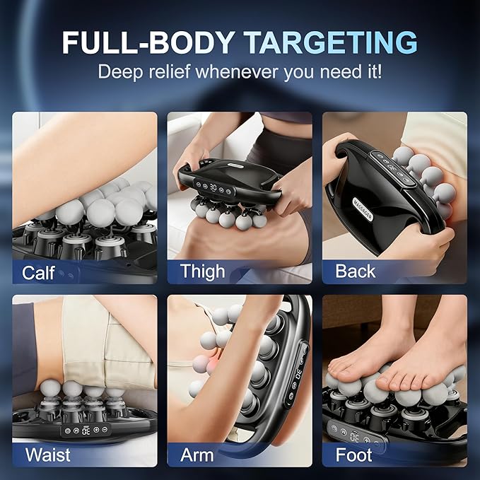 20 Head Massage Gun Deep Tissue Back Massager with 9 Modes &amp 30 Intensities Percussion Muscle Massager Gun for Back Neck Shoulder Legs Pain Relief Gift for Athletes Men Women