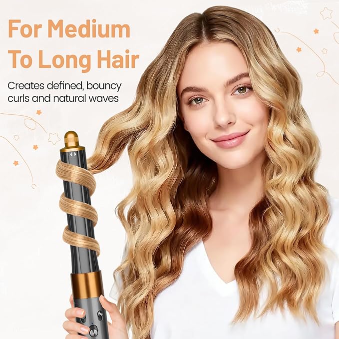 30mm/1.2 Inch Curling Barrel for Dyson Airwrap Long Hair Curling Roller Barrels Compatible with Airwrap HS01/05/08 Self-Curling Replacement Attachment for Part No.971888-07 Gold