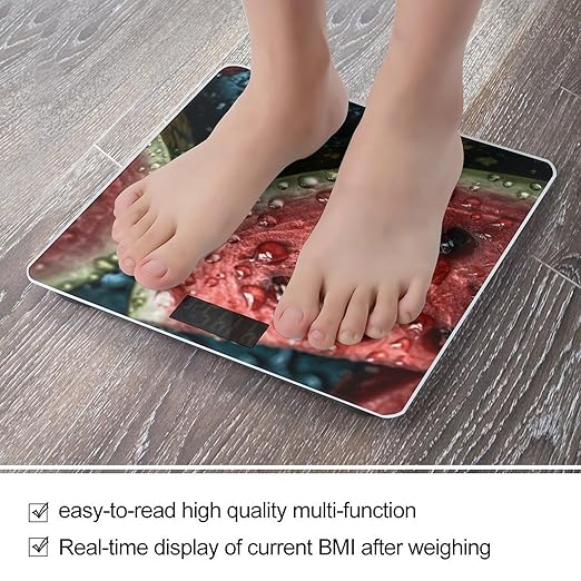 Watermelon Closeup Scale for Body Weight Precision Bathroom Weighing Scales with Back Lit LCD Display Sturdy Tempered Glass Body Weight Scales Digital Bathroom Scale 400lb