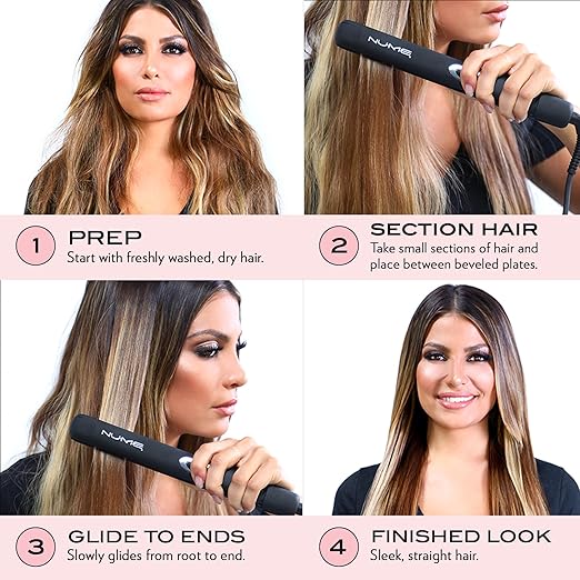 NuMe Megastar X Hair Straightener Tourmaline Flat Iron – 1.75 Inch Floating Plates Hair Straightener with Negative Ion Booster Infrared Light Strip Ultra-Smooth and Shiny Results for All Hair Types