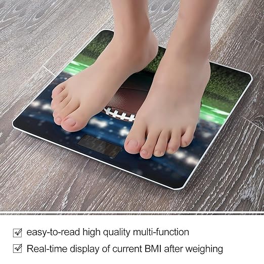 Football and Grass Scale for Body Weight High Precision Digital Weight Scales with LCD Display Anti-Slip Sturdy Slim Tempered Glass Bathroom Scale for Home Use