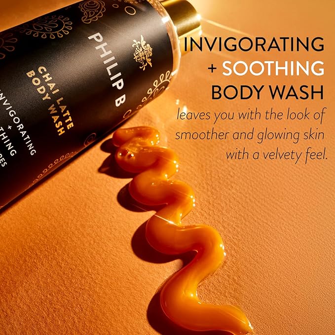 PHILIP B Chai Latte Body Wash 11.5 Fl Oz (340mL) - Invigorating + Soothing Formulated with White Tea Leaf Hydrolyzed Soymilk &amp Honey for All Skin Types