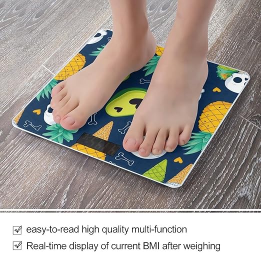 Smart Scale for Body Weight Digital Bathroom Weighing Scale Energy Saving Scale Summer Skull Pineapple Ice Cream Avocado Print