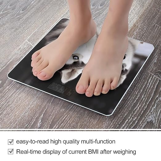 Husky DogScale for Body Weight with LCD High Precision Weighing Scales Fashion Sturdy Tempered Glass Weight Scales Easy-to-Read Digital Bathroom Scale for Daily 400lb