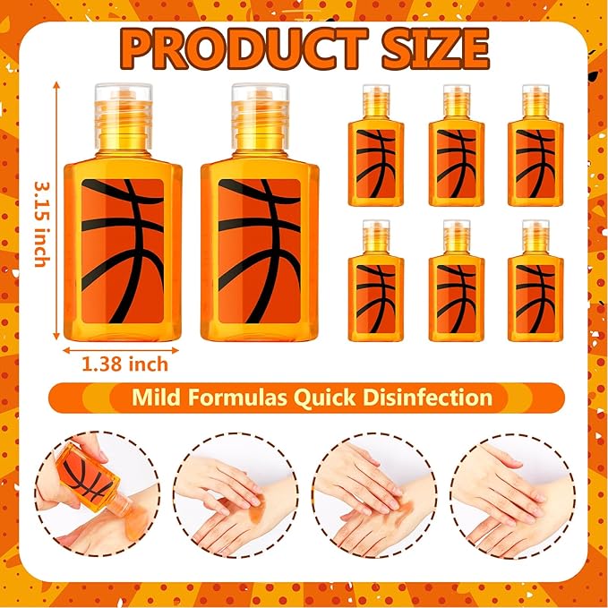 50 Pcs Basketball Party Favors - Mini Hand Sanitizer Bulk (Not Rinse-Free) 1 Fl oz Travel Size Gifts for Basketball Lovers Team Players Senior Night Sports Birthday