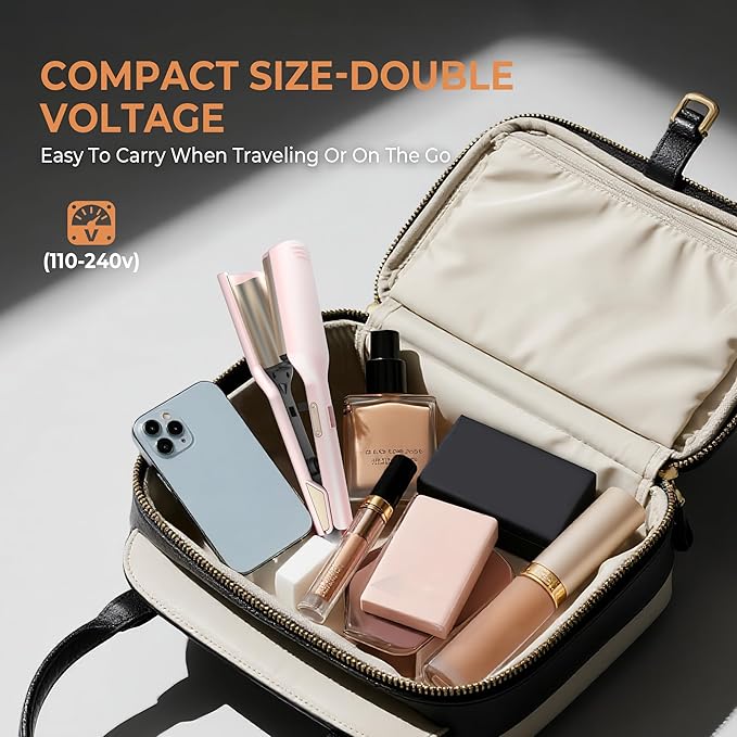 Waver Hair ToolMini Waver Curling IronCurling Iron Hair Crimper WaverIonic Deep Waver Curling Wand with Ceramic 2 Barrel for WomenDouble Voltage Easy to Use Pink 1.25 Inch