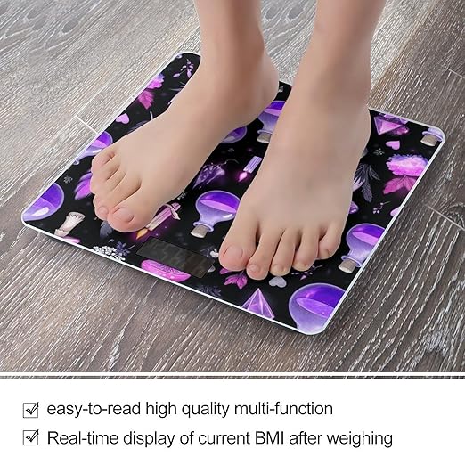 Automatic Switch Digital Bathroom Weighing Scale Smart Scale for Body Weight Gothic Magic Witch Witchy Trippy Purple Mushrooms