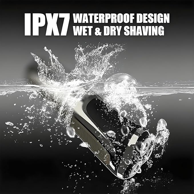 Electric Razor for Men4D Floating Head Rotary Electric RazorIpx7 Waterproof Shavers for Men Wet &amp Dry Shaver with LCD Display&amp Quiet Motor (Black)