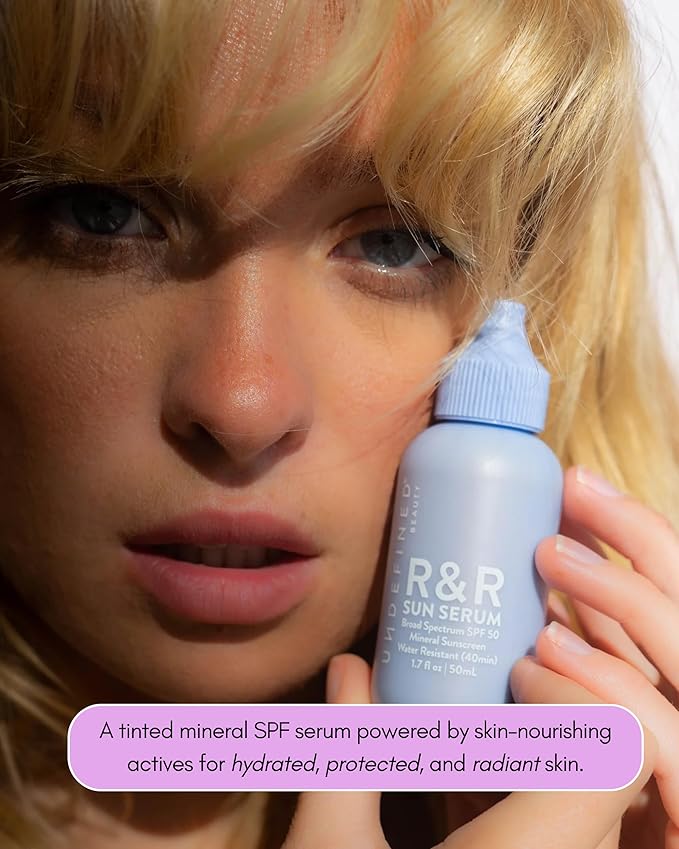 Undefined R&ampR Sun Serum SPF 50 PA++++ Mineral Sunscreen with Niacinamide Water Resistant Broad Spectrum Protection &amp Blue Light Defense (Light Tint)