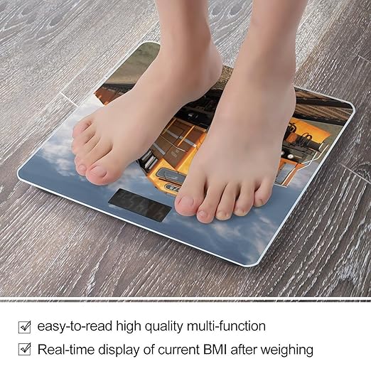 Freight Train Weight ScaleClear LED Display Bathroom Digital Weighing ScaleTempered Glass Digital Bathroom Scale for Body Weight Capacity Up to 400 Lbs