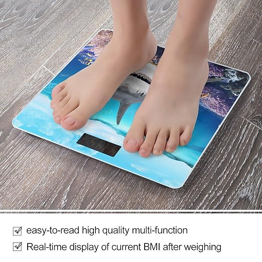Shark Ocean Theme Scale for Body Weight Digital Bathroom Scale Precision Smart Weighing Scales with Clear LED Display Accurate High Precision Scales Weighing Machine