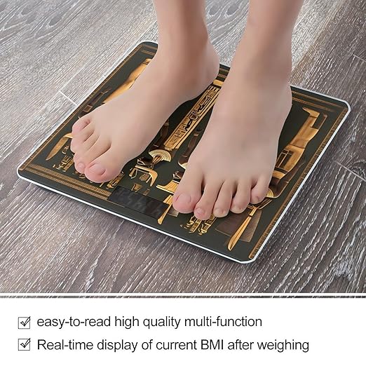 Digital Bathroom Scale for Body Weight Scale with Bright LCD Display High Accuracy Step-On Technology Auto On/Off Ancient Egyptian Hieroglyph Digital Scales 400 Lbs /180kg