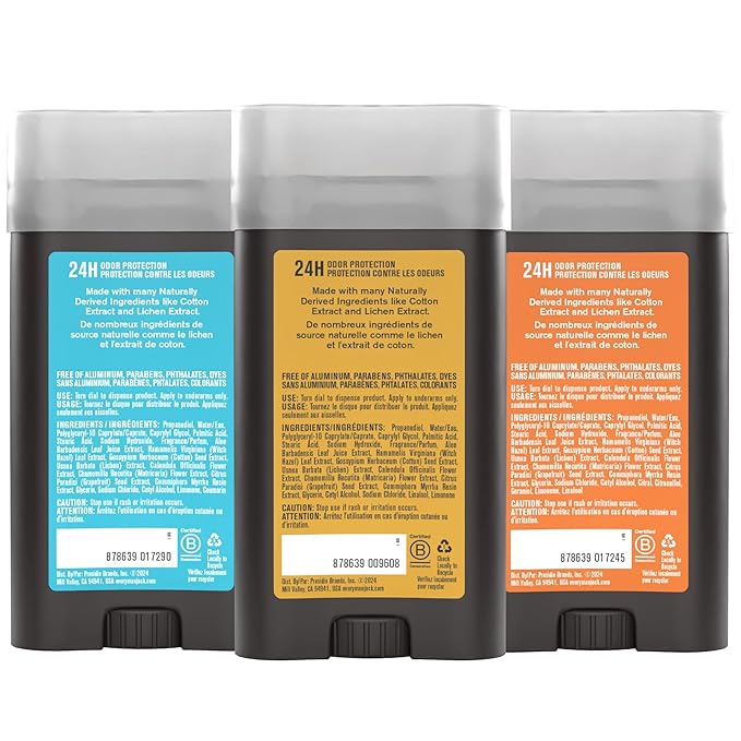 Every Man Jack Men's Deodorant Variety Set - Includes 3 Full-Sized Aluminum Free Natural Deodorant Sticks - Coconut + Driftwood Citrus + Eucalyptus Amber + Sandalwood - 3oz (3 Pack)