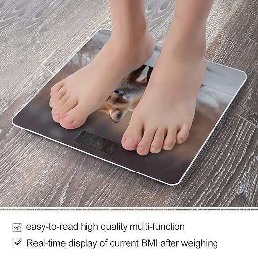 Cute Fox Bathroom Scale Weight Scale for Body WeightHighly Accurate Digital Weighing Machine Clear LED Display Digital Bathroom Body Scale 400lb/182kg