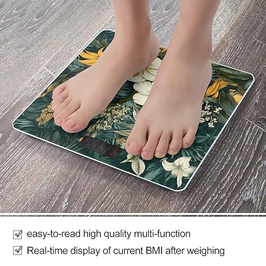 Leaves and Flowers Scale for Body Weight Smart Scales Digital Bathroom Scale High Precision Weighing Scales with Large Display Weighing Machine for People