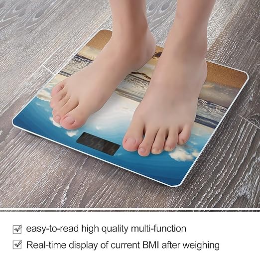 Heart Shape Romantic Beach Weight ScaleClear LED Display Bathroom Digital Weighing ScaleTempered Glass Digital Bathroom Scale for Body Weight Capacity Up to 400 Lbs