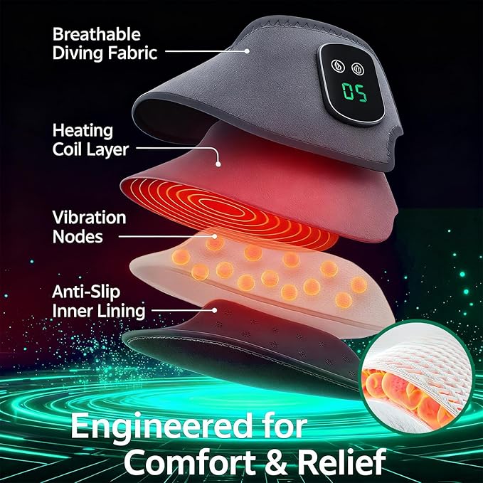 Ankle Massager for Pain Relief with Hot Compress Function 3-Level Adjustable Heat &amp Vibration Smart Timer Touch Screen Compact &amp Portable for All Ages (1pc)