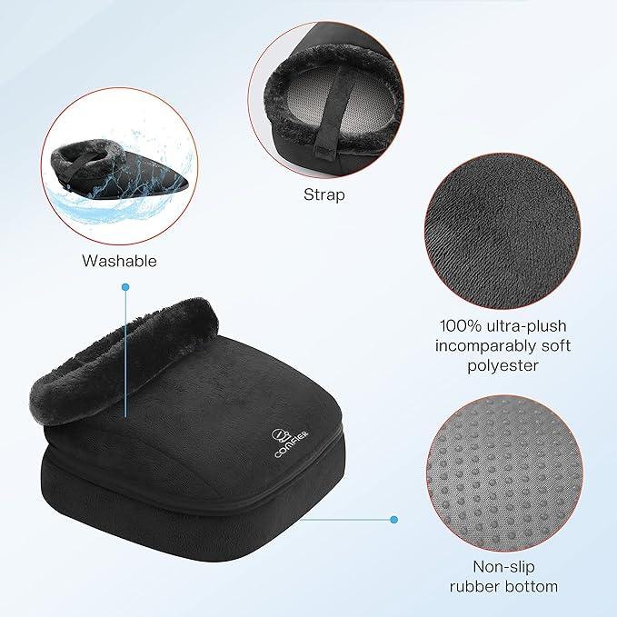 COMFIER Foot Massager with Heat Electric Foot Warmer Shiatsu Feet Massager Machine for Plantar FasciitisNeuropathy 2-in-1 Foot &amp Back Massager Foot Heater for WomenMen