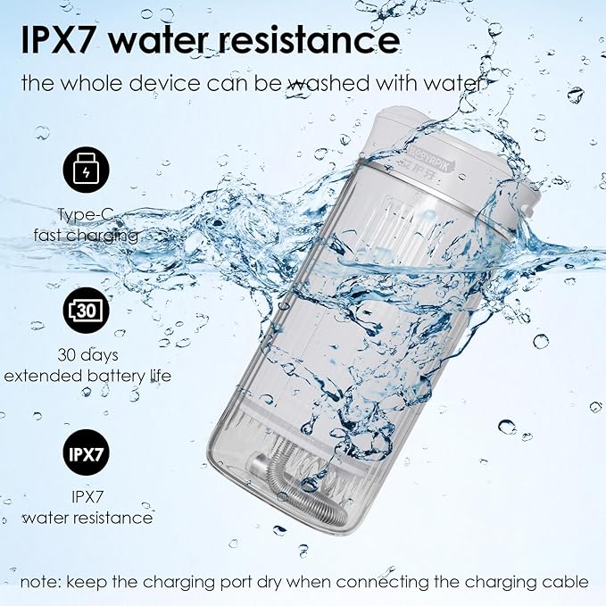 Portable Eco-Friendly Water Flosser 225ML Long-Lasting Endurance Travel Oral Irrigator for Gum Care/Implants/Braces (White)