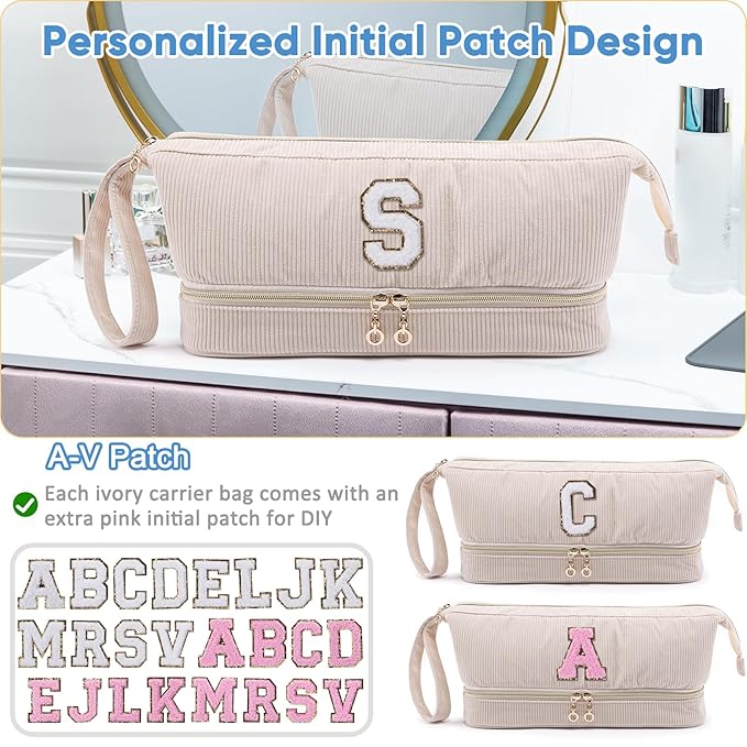 Initial Personalized Hair Dryer CaseDouble-Layer Hair Tools Travel Carrying Case for Shark FlexStyle/SmoothStyle with Hair Dryer Bag - Hair Air Wrap Dryer Case Flat Curling Iron Travel Organizer