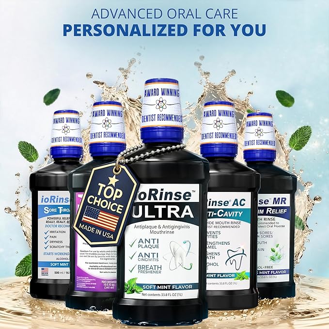 ioRinse Ultra: The Most Dentist-Recommended Periodontal Rinse &amp Gum Mouthwash of its Kind. Fights Gingivitis Bleeding Gums Dental Plaque &amp Bad Breath. With Molecular Iodine &amp Xylitol. No