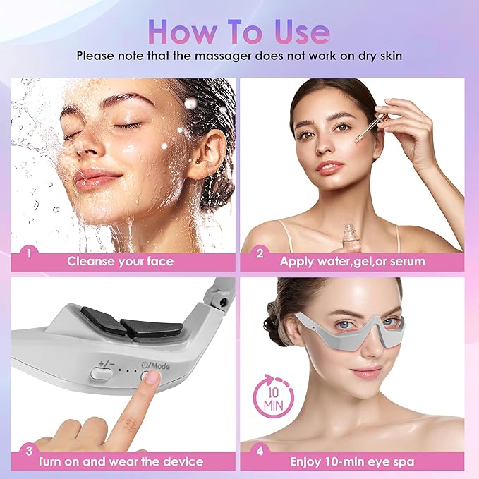 Under Eye Red Light Therapy Glasses Red Light Therapy Device Microcurrent Eye Massager Eye Beauty Glasses Eyes Bag Remover for Reduce Dark Circles and Wrinkles (Gray)