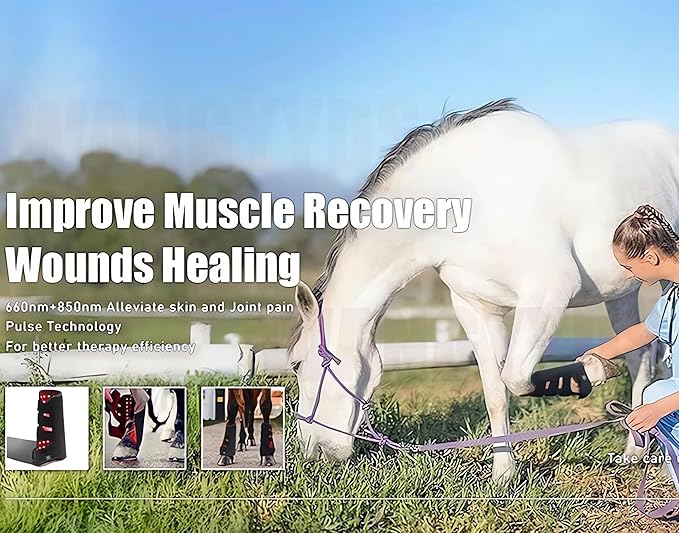 Red Light Therapy Belt Portable 850nm Infrared ＆ 660nm LED Red Light Therapy Wrap Portable Horse Leg Therapy Device for Horse Muscle Recovery Horse Leg PainLeft+Right