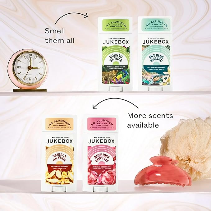 JUKEBOX Natural Deodorant for Women–Born to Be Wild Scent-Aluminum-Free No Baking SodaNo Harsh ChemicalsOdor Blocking Technology Wild Fern Pink Pepper Vetiver-a Dr. Squatch Brand-2.65oz 3 Pack