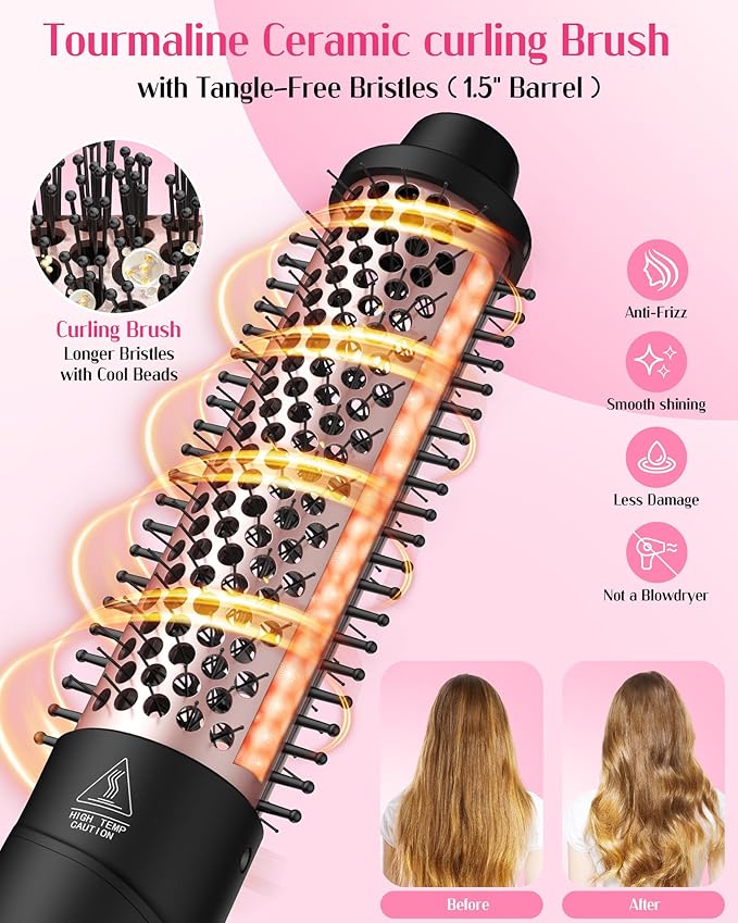 ANIEKIN 5 in 1 Curling Iron Set Fast Heat Up Curling Wand from 3/8 to 1 1/4 Inch and a Thermal Brush Come with Dual Voltage Hair Curler for Women All Hair Types and Travel Use Gifts for Women