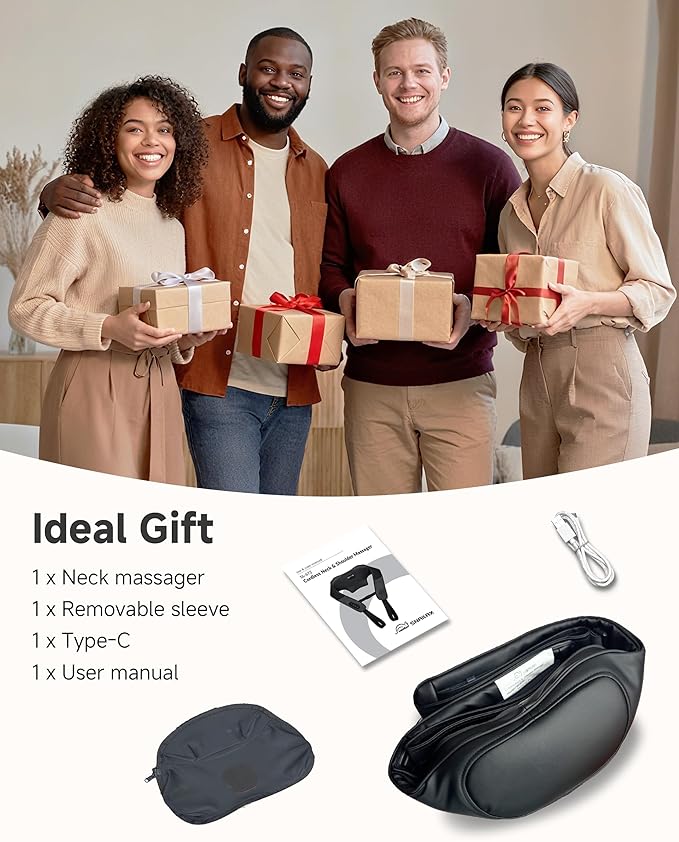 Snailax Cordless Neck Shoulder Massager with Graphene Heating Deep Tissue 4D Shiatsu Neck Massager for Pain Relief Rechargeable Back Massager with Upgraded Massage Heads for Deeper Muscle Relaxation
